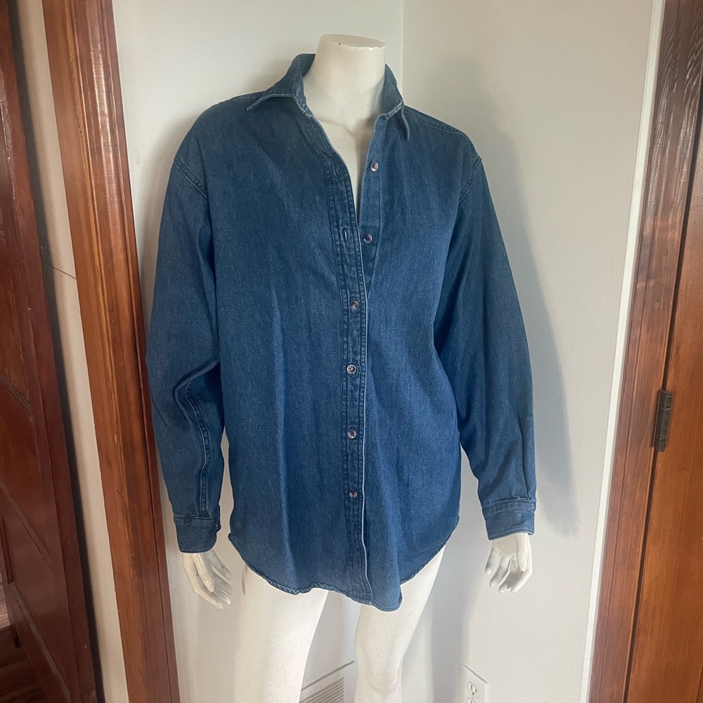 100% Cotton Blue Denim Button-Up Shirt
